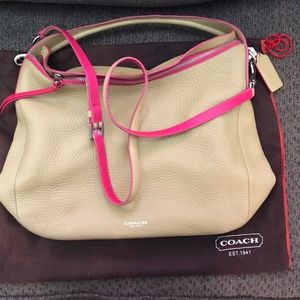 Coach Bleeker Edge Paint Sullivan Hobo Convertible SV/Camel/ Pink 31624 Purse
